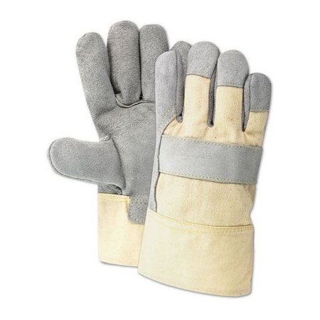 MAGID DuraMaster Pearl Grey Split Leather Palm Gloves, 12PK TB725WHBT